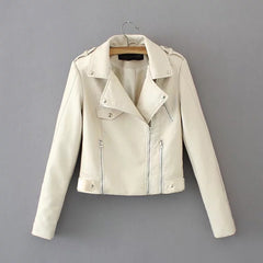 Fashionable Short PU Leather Jacket with Belted Waist