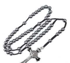Men's High-End Black Onyx Beaded Religious Necklace