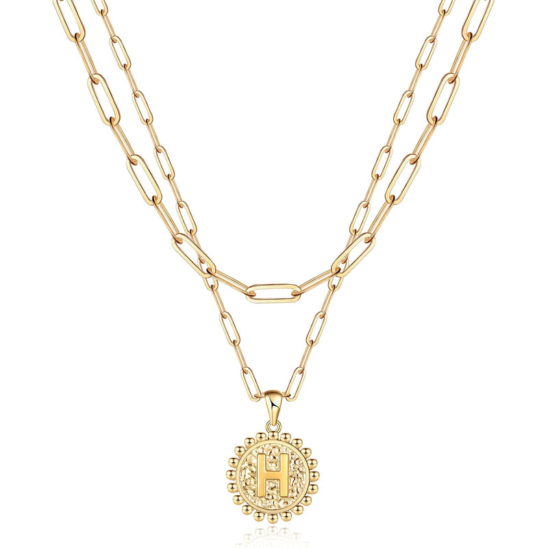 Weiyanfnr Gold Initial Necklaces for Women Gold Chain Necklace Layered Paperclip Chain Necklaces for Women Jewelry Gifts (T)
