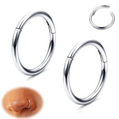 MILACOLATO 2Pcs G23 Titanium 18G Nose Rings Hoop Lip Rings Hinged Segment Rings for Women Men Helix Daith Tragus Cartilage Earrings Piercing Jewelry 10mm