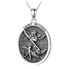 Men's Oval Angel Wings Necklace - Trendy Religious Pendant