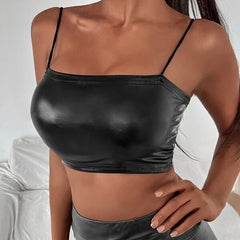 Women's Short Sexy Patent Leather Corset Vest
