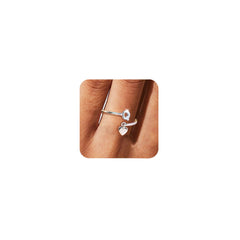 CIOMY Silver Initial Rings for Women Non Tarnish Thumb Rings Sterling Silver Plated Adjustable Rings for Women Stackable Heart Ring letter rings for women Q