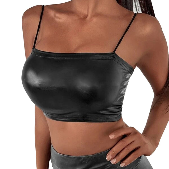 Women's Short Sexy Patent Leather Corset Vest