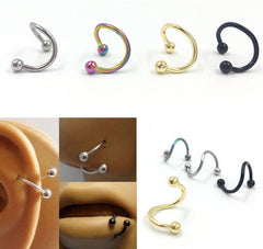 S-Shaped Stainless Steel Nose Studs and Body Jewelry
