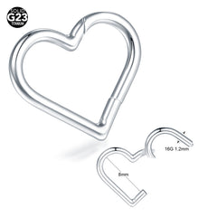 G23 Titanium Heart Nose Ring - Seamless Body Jewelry