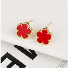 Five-Petal Stone Earrings