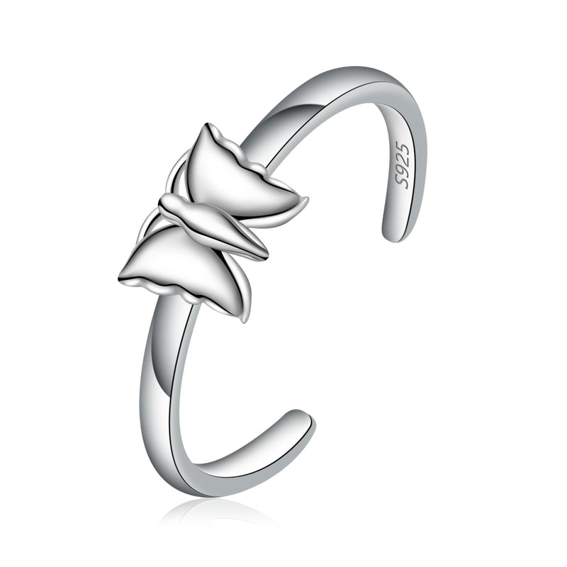 CHIC & ARTSY Toe Rings 925 Sterling Silver Butterfly Toe Rings for Women Adjustable Cuff Toe Finger Rings Butterfly Second Toe Rings