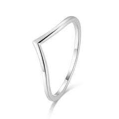 SHINYSO 925 Sterling Silver Rings for Women V Shaped Thin Stacking Wedding Band Rings High Polish Plain Dome Rings Comfort Fit Size 6