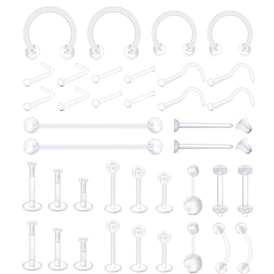 38-Piece Acrylic Hypoallergenic Body Jewelry Set