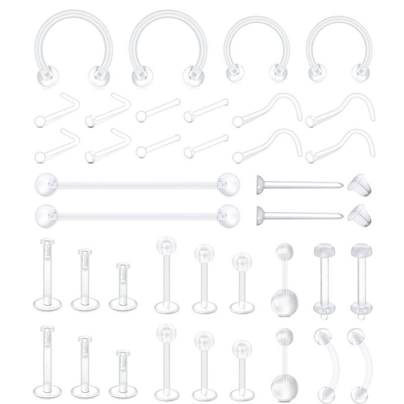 38-Piece Acrylic Hypoallergenic Body Jewelry Set