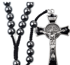Men's High-End Black Onyx Beaded Religious Necklace