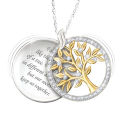 Tree of Life Necklace with Engraved Gold Religious Tag