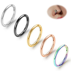 ONESING 5Pcs 18G Nose Rings Hoops Kit 316L Surgical Steel Piercing Rings for Tragus Septum Cartilage Hoop Nose Rings Jewelry for Women Men 6MM