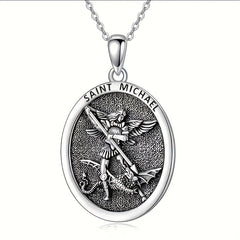Men's Oval Angel Wings Necklace - Trendy Religious Pendant