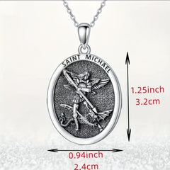 Men's Oval Angel Wings Necklace - Trendy Religious Pendant