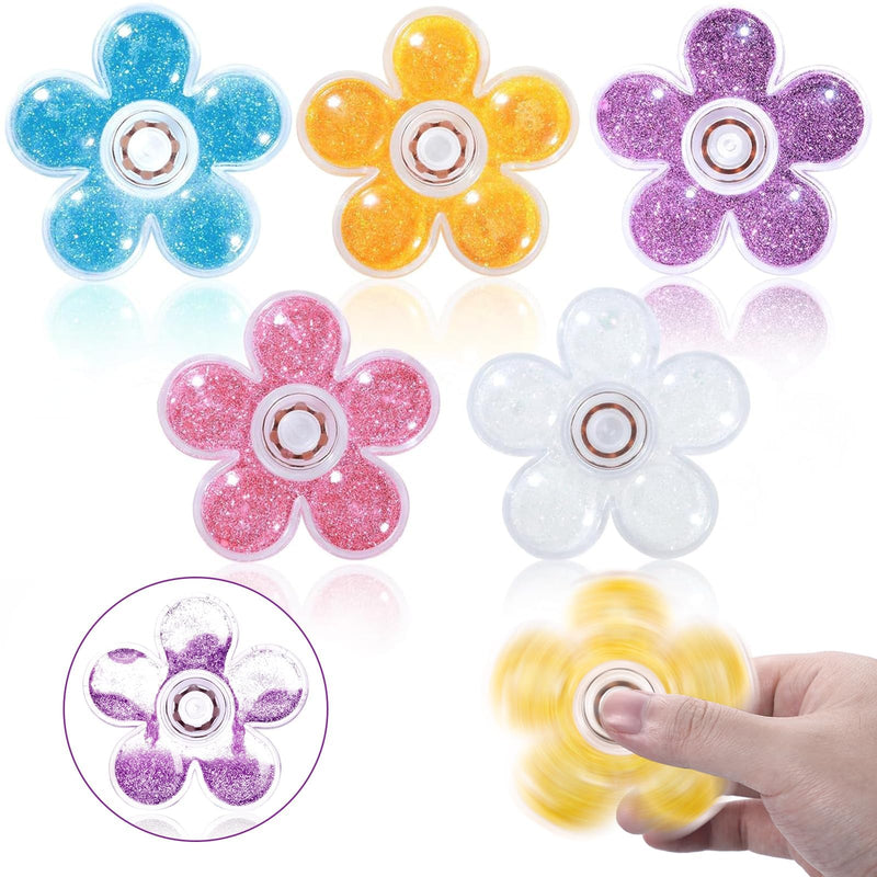 SCIONE 5Pack Fidget Spinners Valentine Fidget Toys with Colorful Glitter for Adults Kids Quiet Fidget Figette Toys for 8-12 Fidget Sensory Toys for School Classroom Prizes Anxiety ADHD Autism Toys