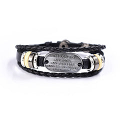 Men's Religious Leather Braided Bracelet Set