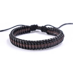 Men's Religious Leather Braided Bracelet Set