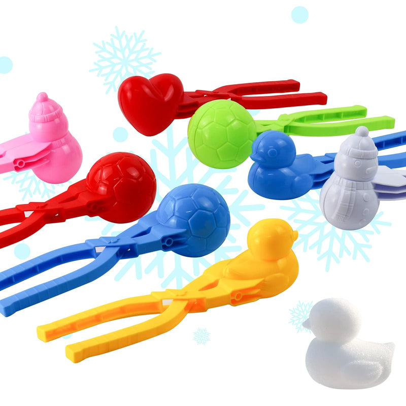 FENYAN Snowball Maker Tools 8PCS Winter Snow Toys for Kids Outdoor Snowman Love Heart Football Duck Shape Snow Ball Clips for Toddler Snowball Fight