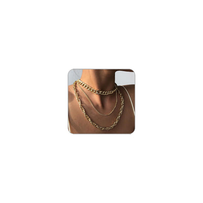 ANGLEQUEEN Chunky Gold Necklaces for Women Gold Layered Necklaces Punk 8090s Hip Hop Necklaces Cuban Link Chain Necklaces Layered Choker Necklaces Prom Jewelry Freaknik Outfit Accessories (Gold4)